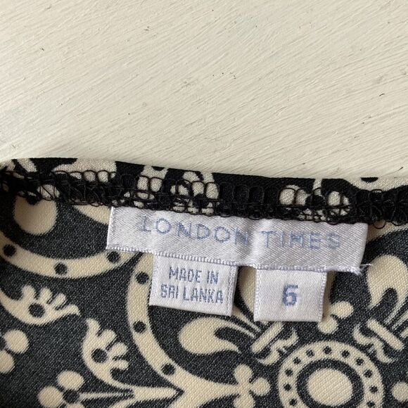 London Time Black/White Wrap Style Dress Size 6 - Picture 7 of 13